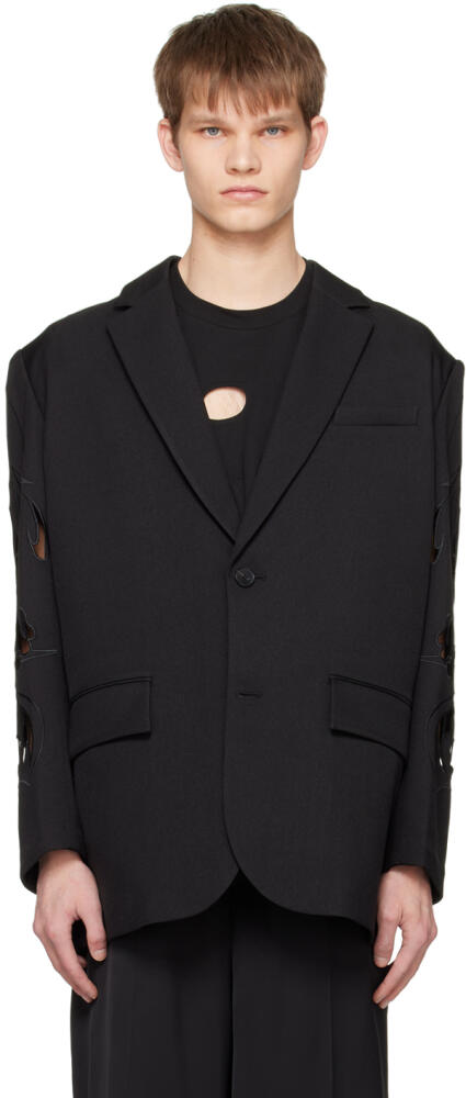 Feng Chen Wang Black Phoenix Cutout Blazer Cover