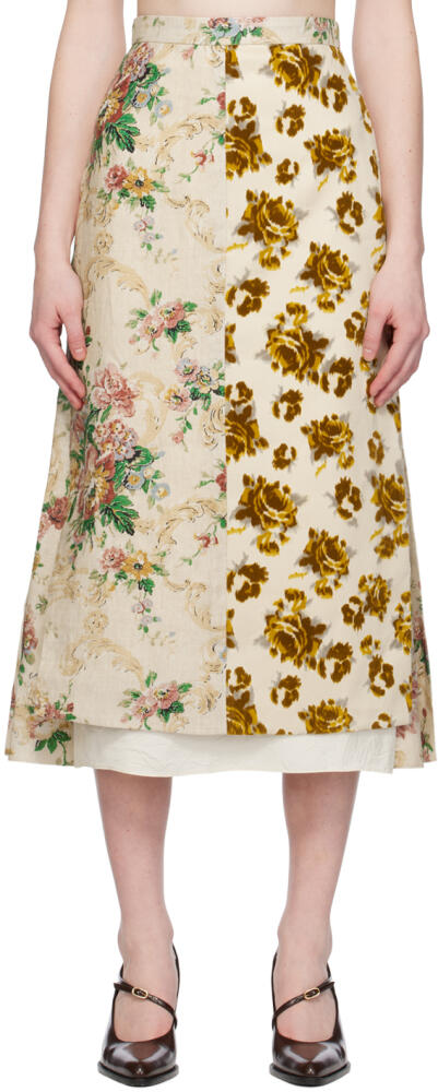 Erdem Beige Pleated Midi Skirt Cover