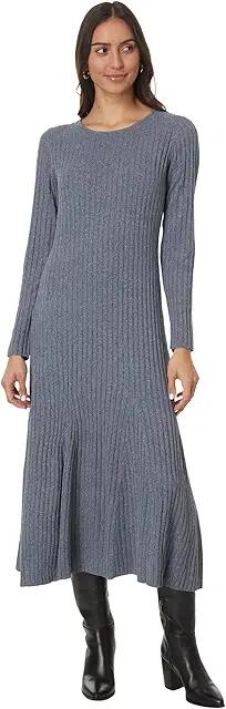 Vince Camuto Crew Neck Midi Sweater Dress (Metal Grey) Women's Clothing Cover