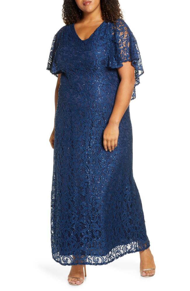 Kiyonna Celestial Cape Sleeve Lace Gown in Nocturnal Navy Cover