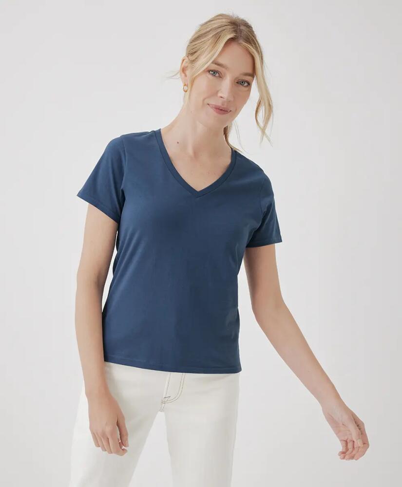 Pact Organic Cotton Softspun V-Neck Tee in French Navy Cover