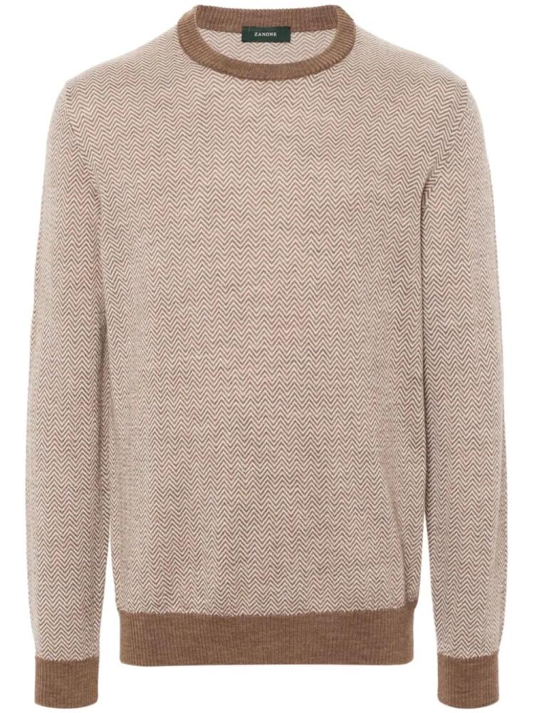 Zanone wool crew-neck sweater - Brown Cover