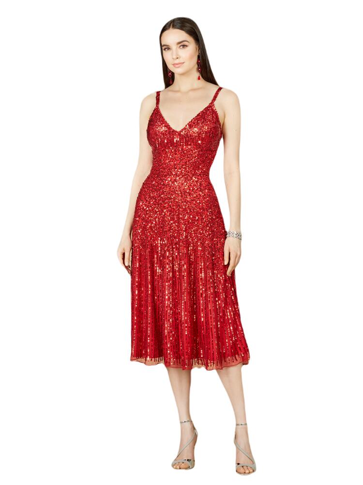 LARA New York Flowing, Sequin Midi Dress in Red Cover