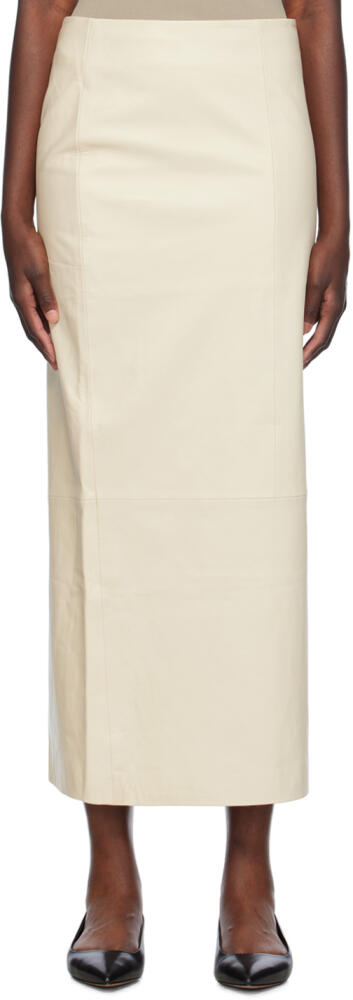 St. Agni Off-White Column Leather Maxi Skirt Cover