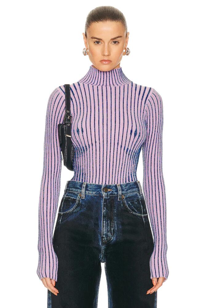 Jean Paul Gaultier Trompe L'oeil High Neck Long Sleeve Sweater in Lavender Cover