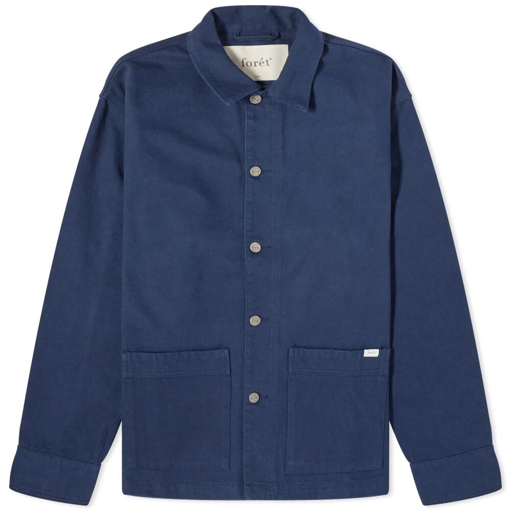 Foret Men's Angler Club Overshirt in Navy Cover