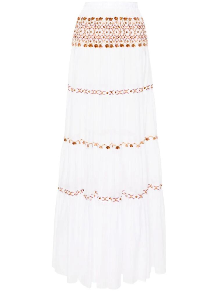 Ermanno Scervino high-waist maxi tiered skirt - White Cover