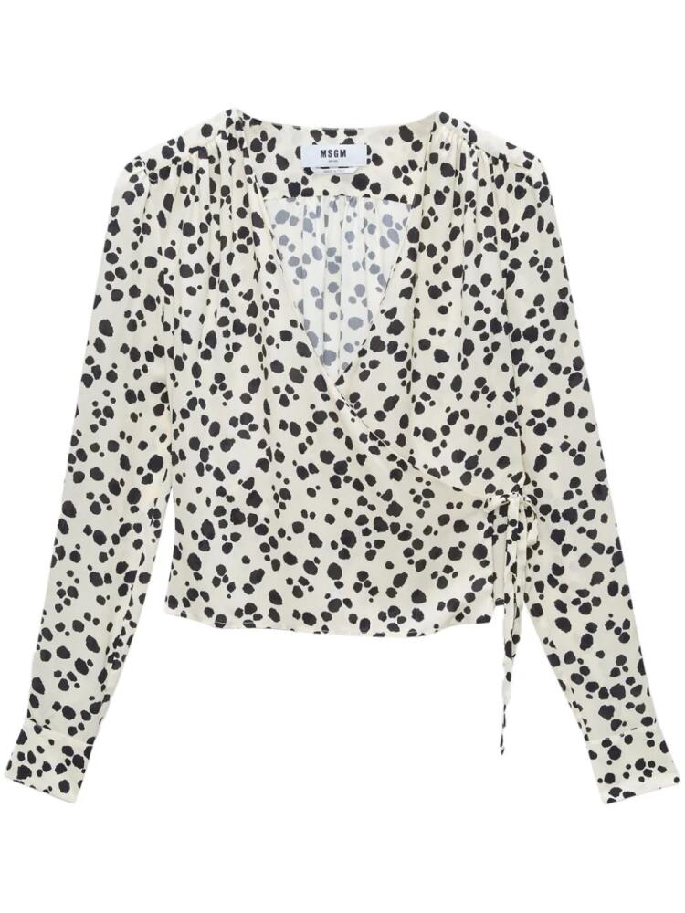 MSGM polka dot-print V-neck blouse - Neutrals Cover