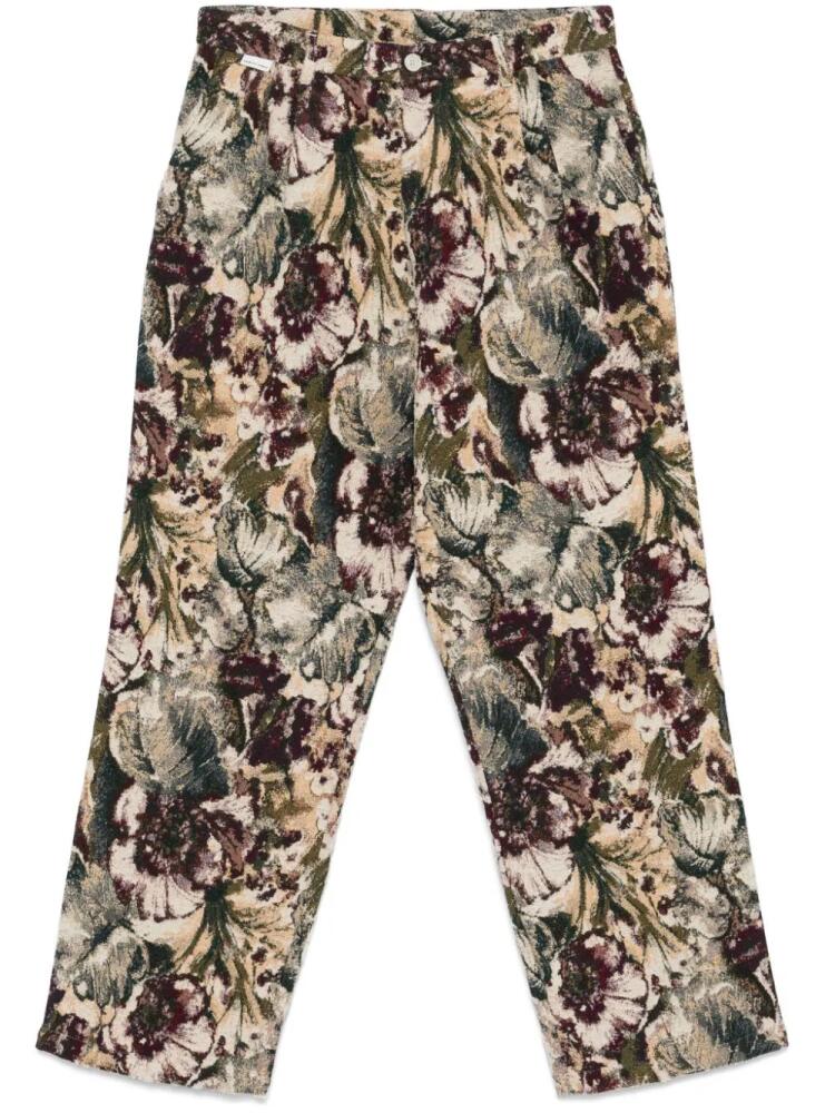 Family First floral-jacquard trousers - Neutrals Cover