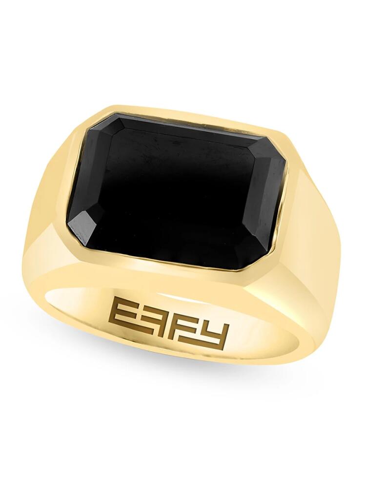 Effy Men's Goldtone Sterling Silver & Onyx Signet Ring Cover