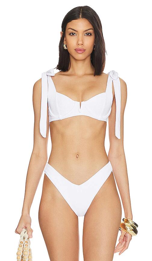 BEACH RIOT Blair Bikini Top in White Cover