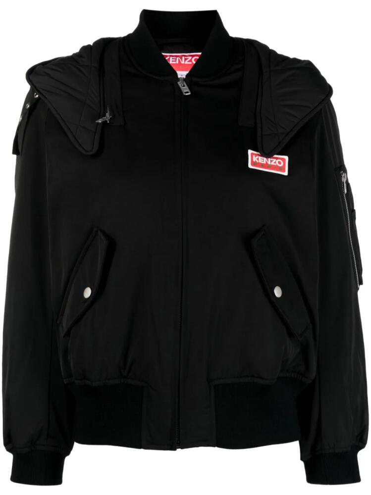 Kenzo logo-patch hooded jacket - Black Cover