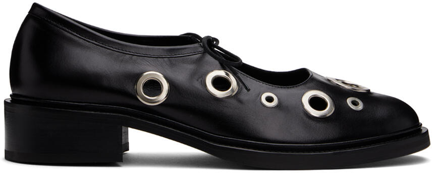 Nicole Saldaña Black Fabiana Eyelet Loafers Cover