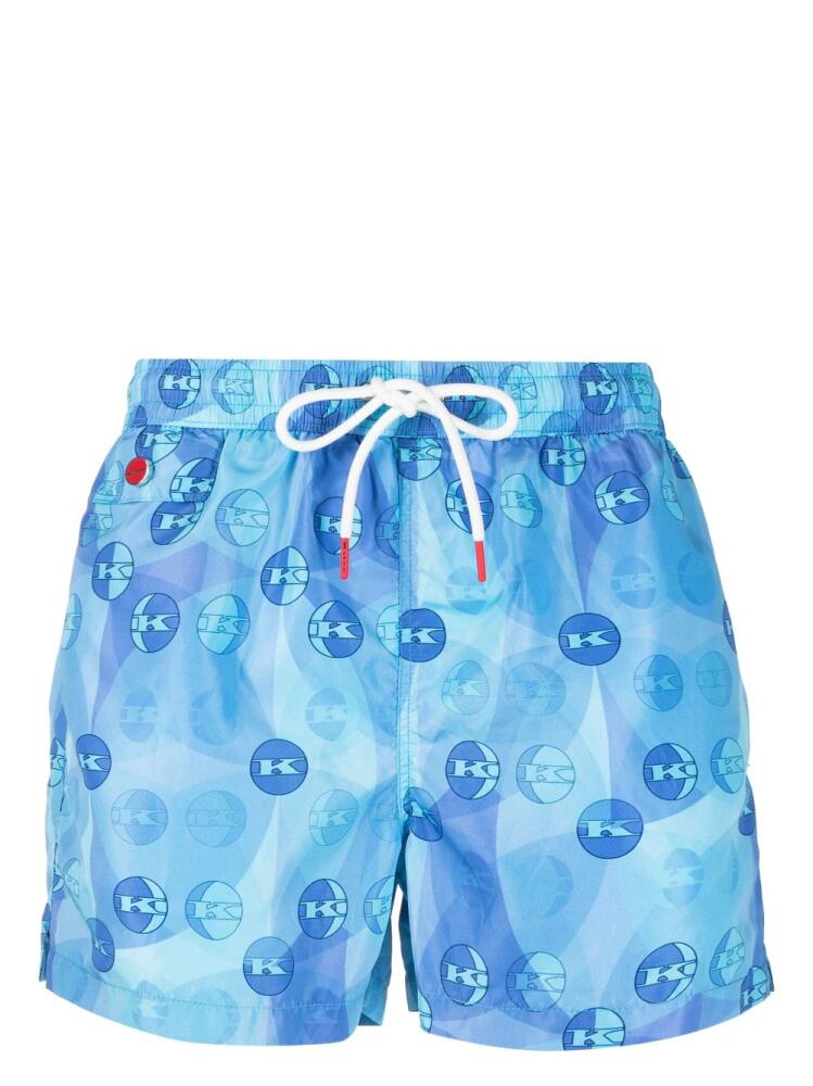 Kiton graphic-print swim shorts - Blue Cover