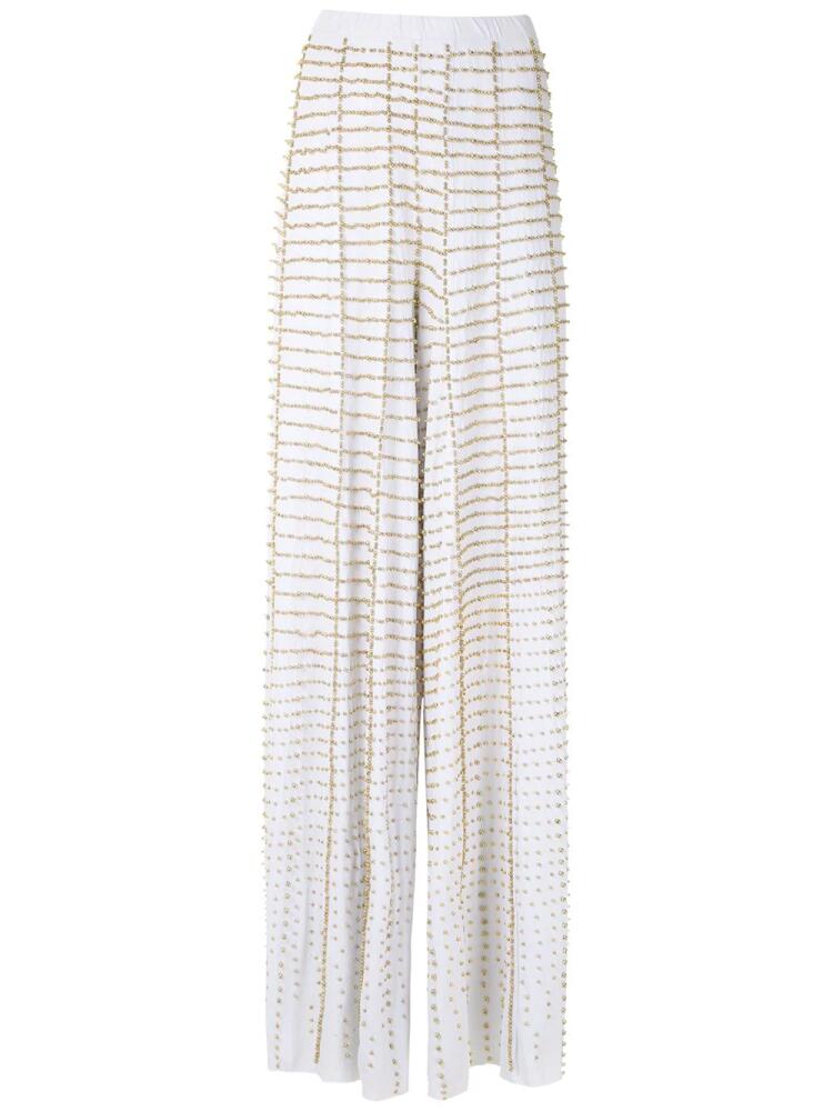 Amir Slama embroidered wide leg trousers - White Cover