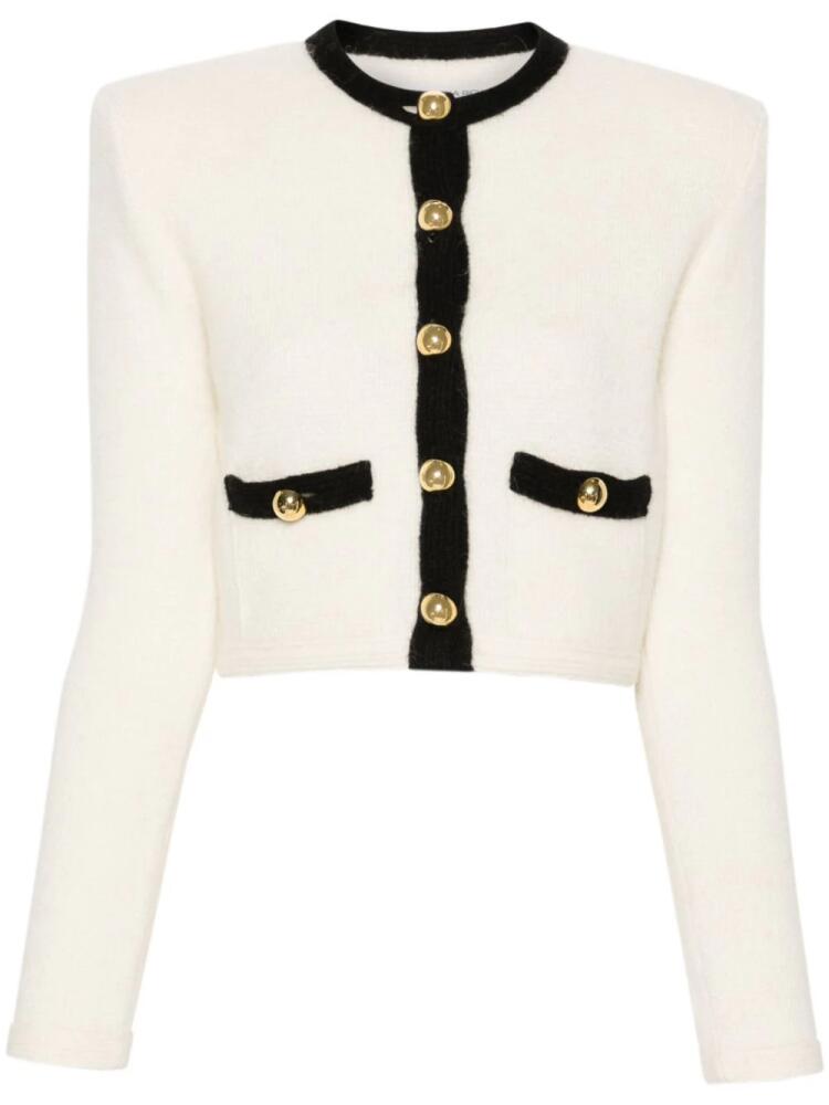 Alessandra Rich knitted cropped cardigan - White Cover