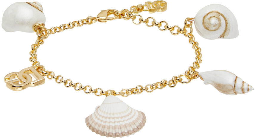 Dolce&Gabbana Gold Shell Charm & DG Logo Bracelet Cover