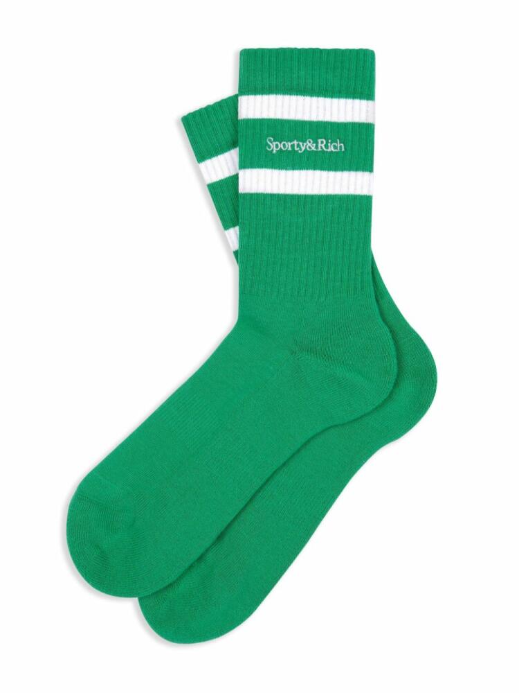 Sporty & Rich Serif Logo socks - Green Cover