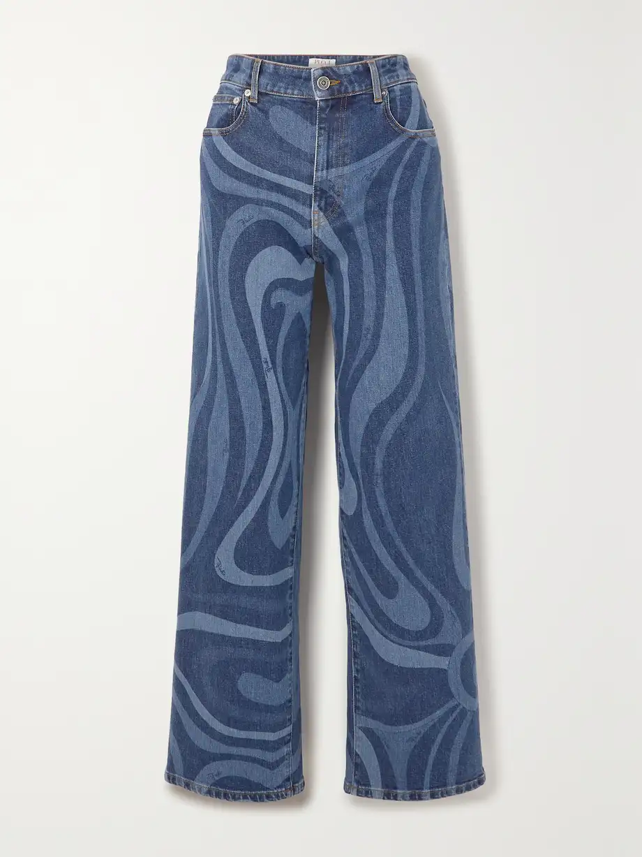 PUCCI - Printed High-rise Wide-leg Jeans - Blue Cover