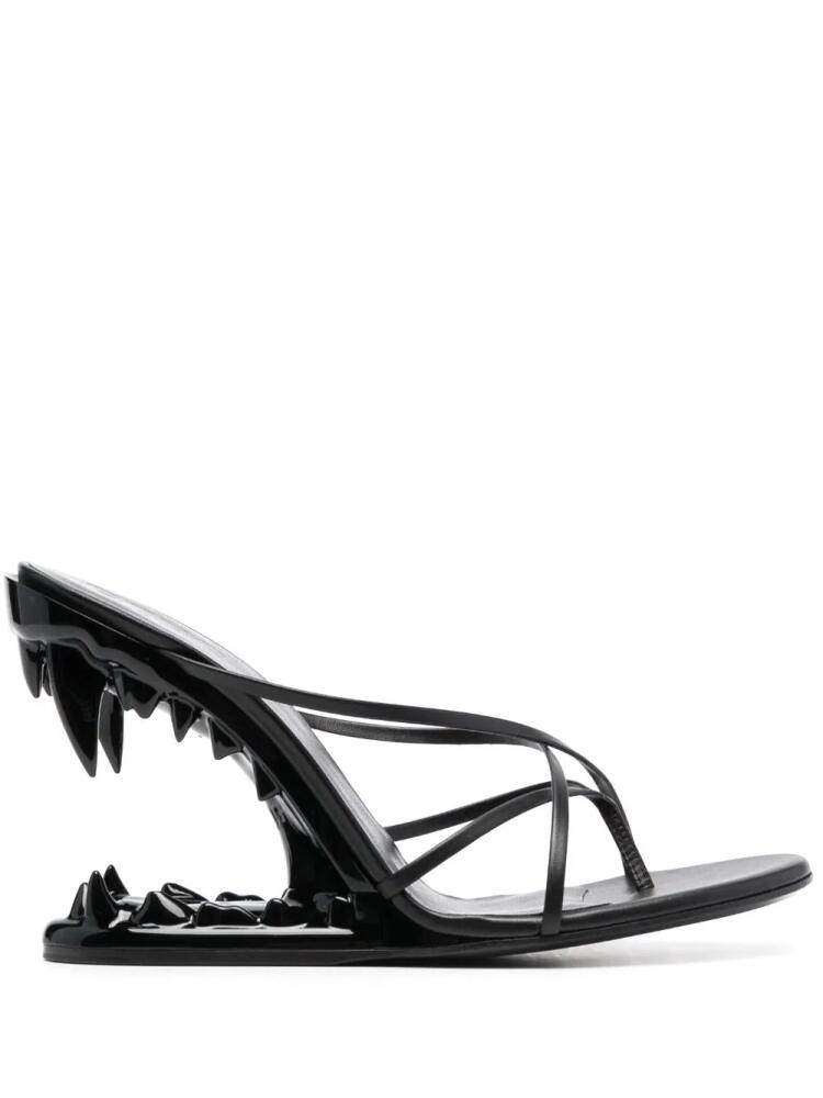 GCDS 105mm Morso Thongs leather sandals - Black Cover