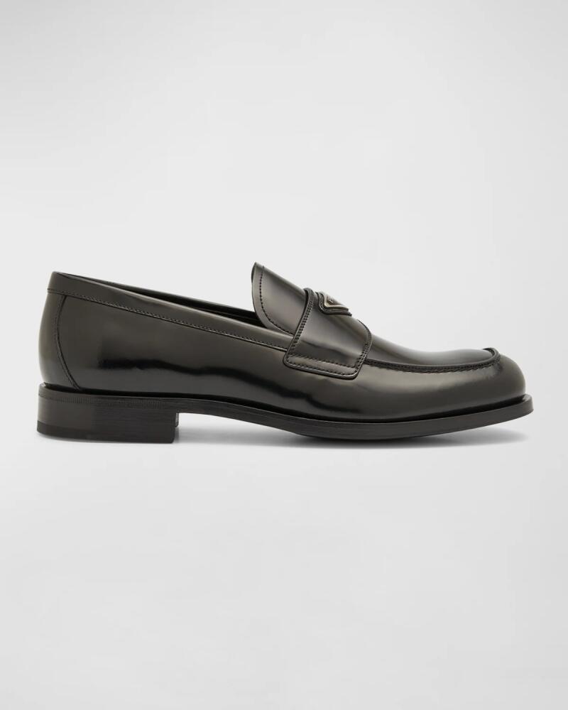 Prada Men's Triangle Logo Leather Loafers Cover