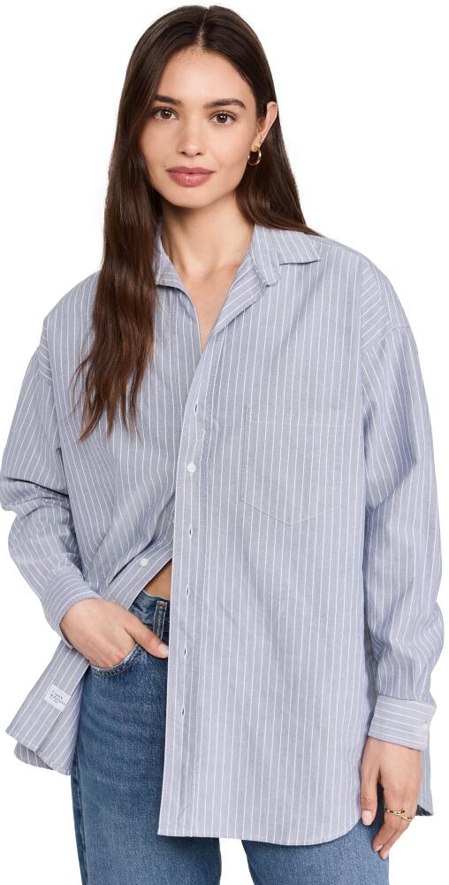 Frank & Eileen Oversized Button-Up Shirt Navy Stripe Cover