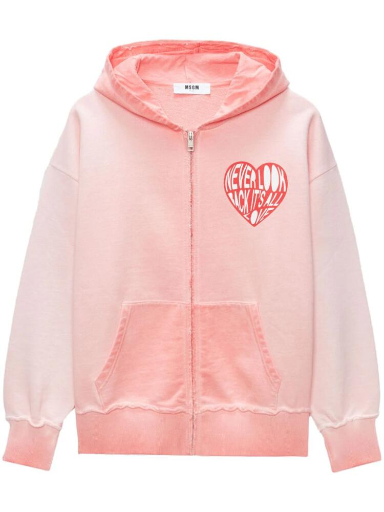 MSGM heart-print zip-up hoodie - Pink Cover