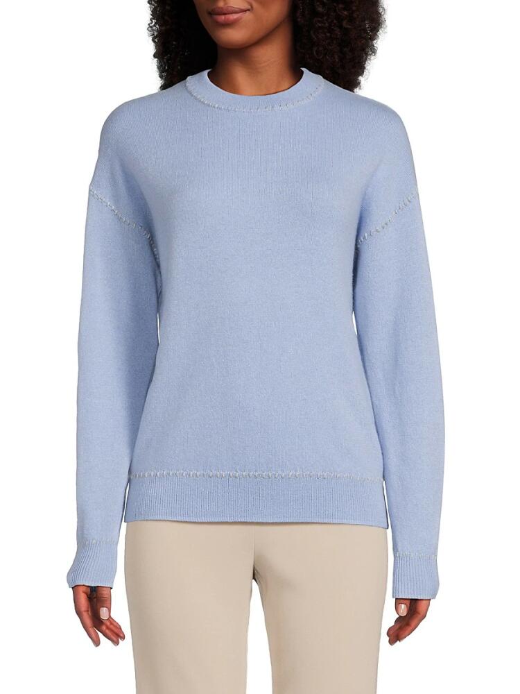 Amicale Women's Drop Shoulder Cashmere Sweater - Ice Blue Cover