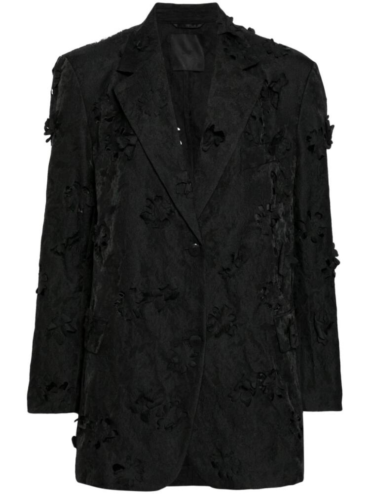 JNBY floral-appliqué single-breasted blazer - Black Cover