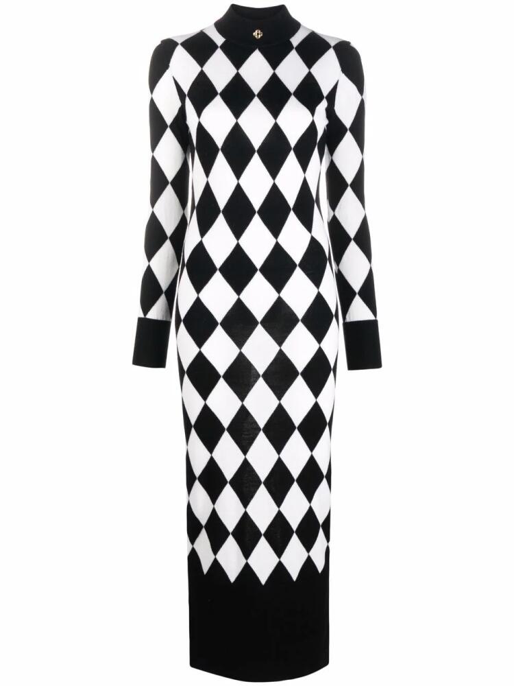 Casablanca harlequin-pattern wool dress - Black Cover