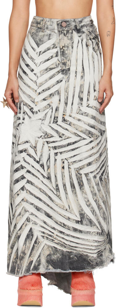 Masha Popova SSENSE Exclusive White & Black Denim Maxi Skirt Cover