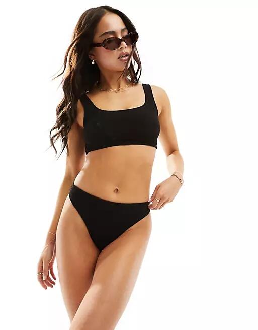 & Other Stories mix and match crinkle high waist bikini bottoms in black Cover