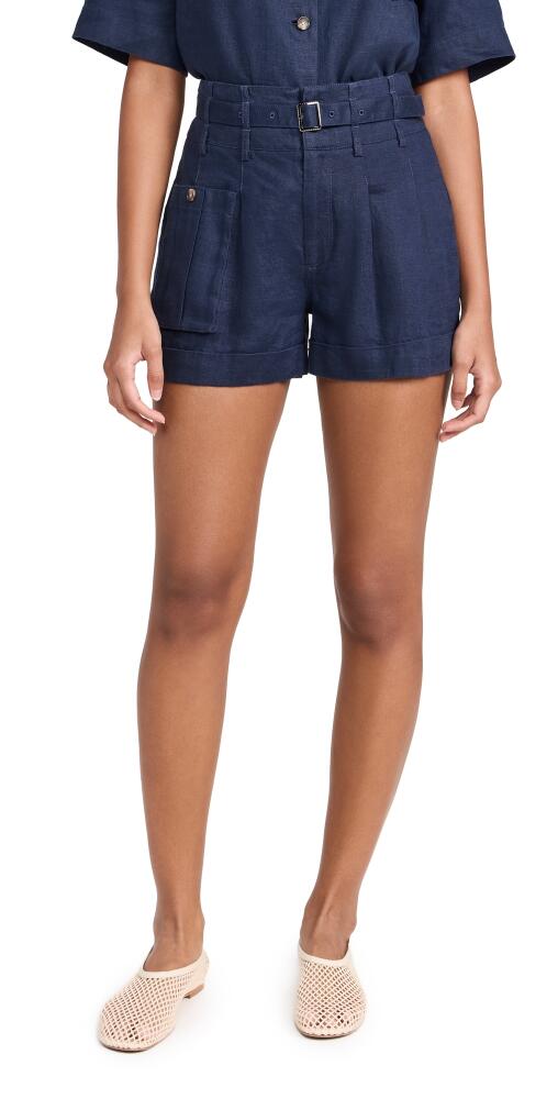 ATM Anthony Thomas Melillo Heavyweight Linen High Waisted Shorts Midnight Cover