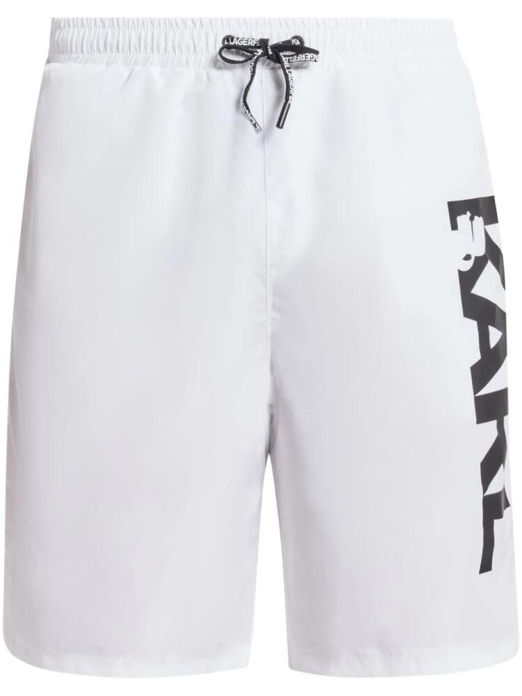 Karl Lagerfeld logo-print drawstring shorts - White Cover