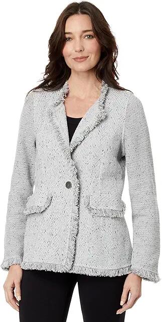 NIC+ZOE Petite Fringe Mix Knit Blazer (Reflection) Women's Clothing Cover