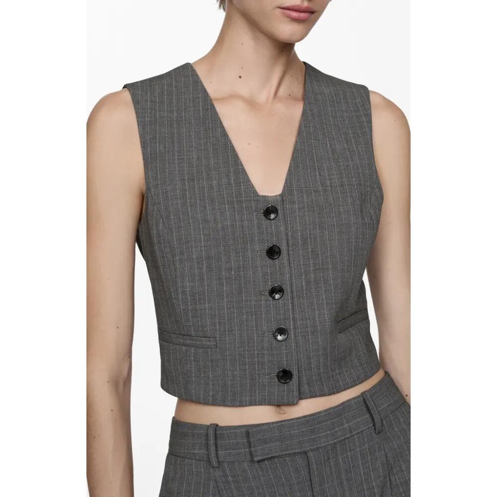 MANGO Pinstripe Suit Vest in Grey Cover