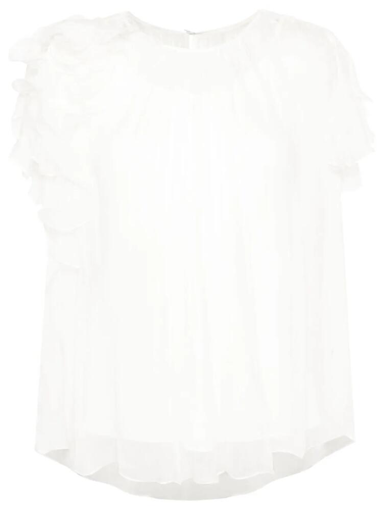 NISSA floral-appliqué silk blouse - White Cover