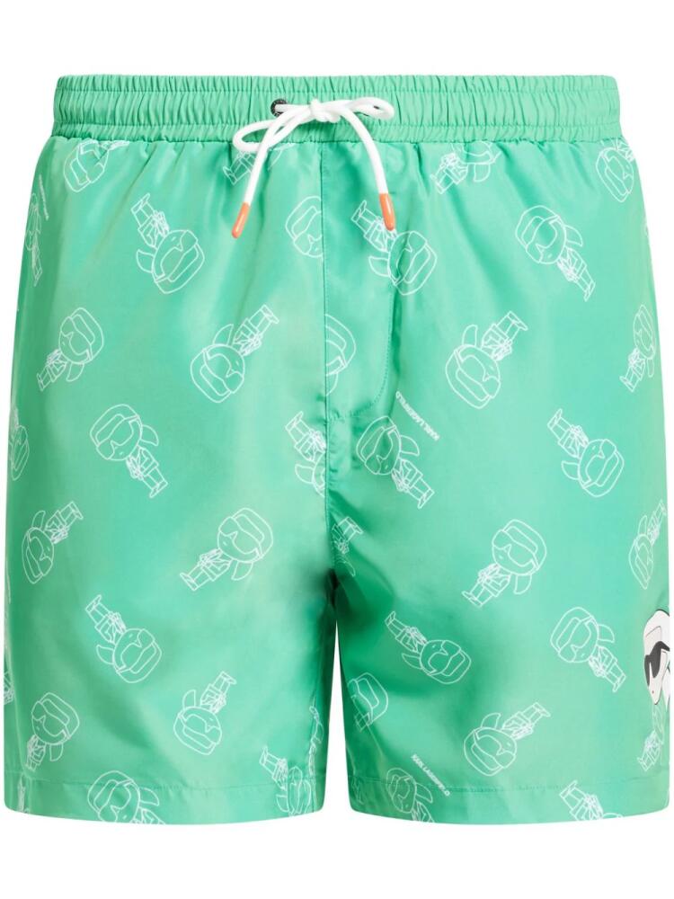 Karl Lagerfeld logo-print swim shorts - Green Cover