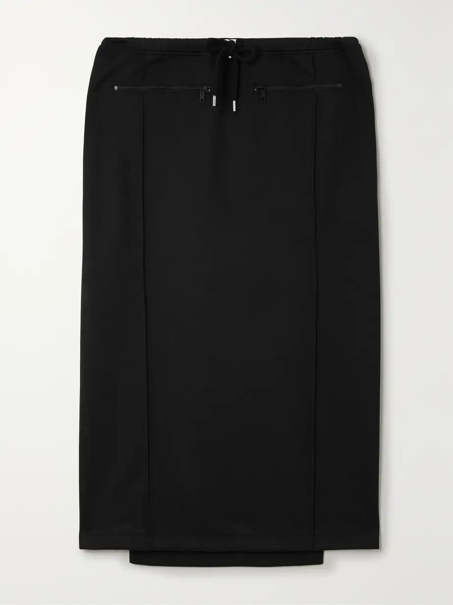 COURREGES - Tracksuit Interlock Paneled Jersey Midi Skirt - Black Cover