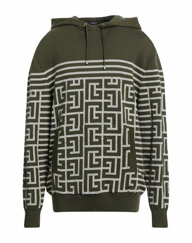 Balmain Man Sweatshirt Military green Wool, Linen, Polyamide Cover