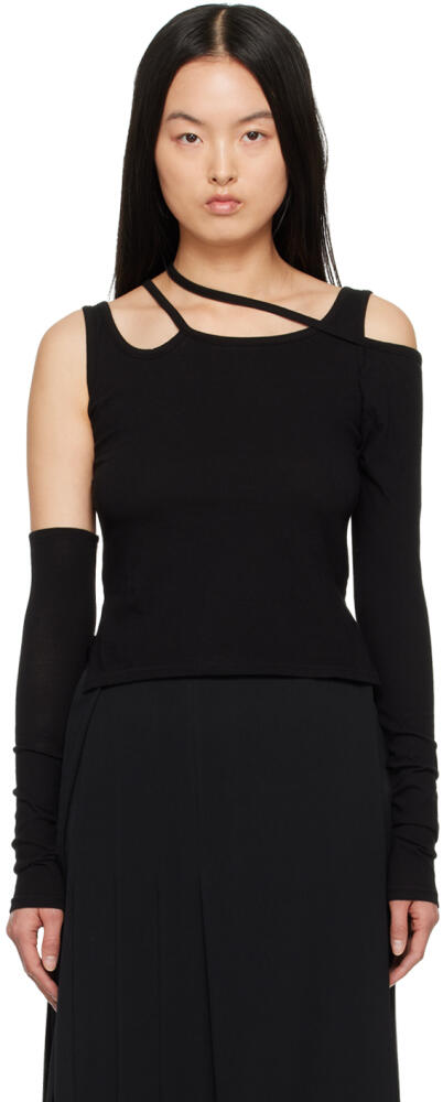 YOHJI YAMAMOTO Black Asymmetric Long Sleeve T-Shirt Cover