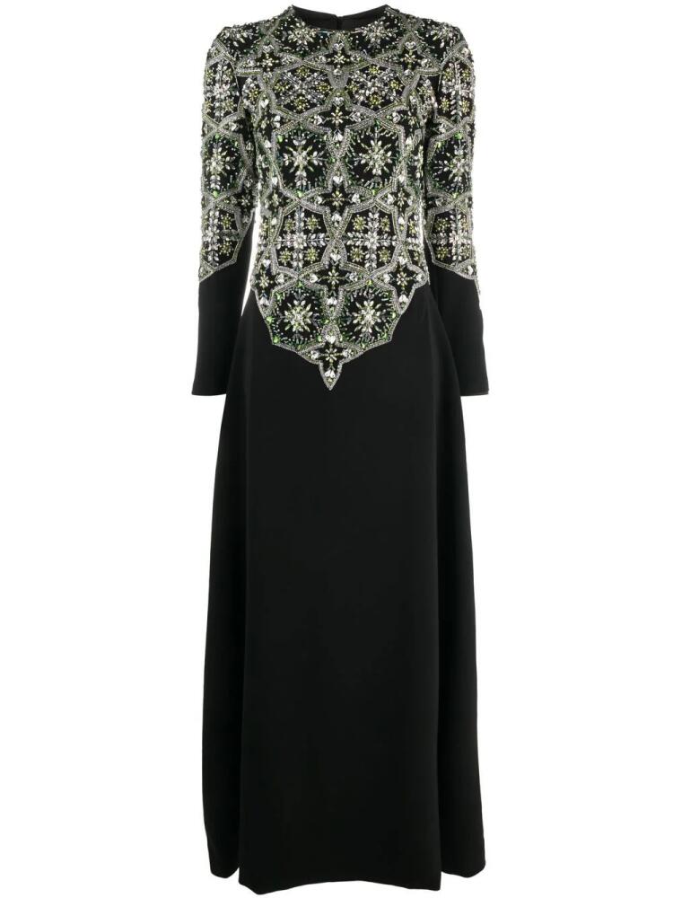 Dina Melwani crystal-embellished A-line gown - Black Cover