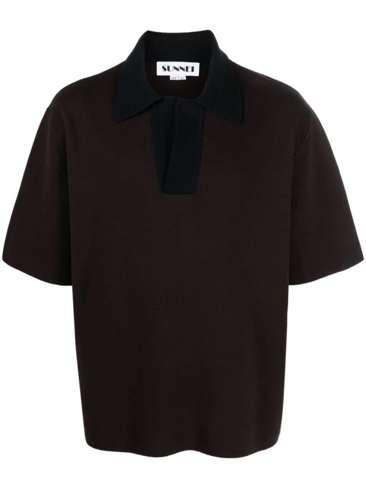 Sunnei two-tone knitted polo shirt - Brown Cover