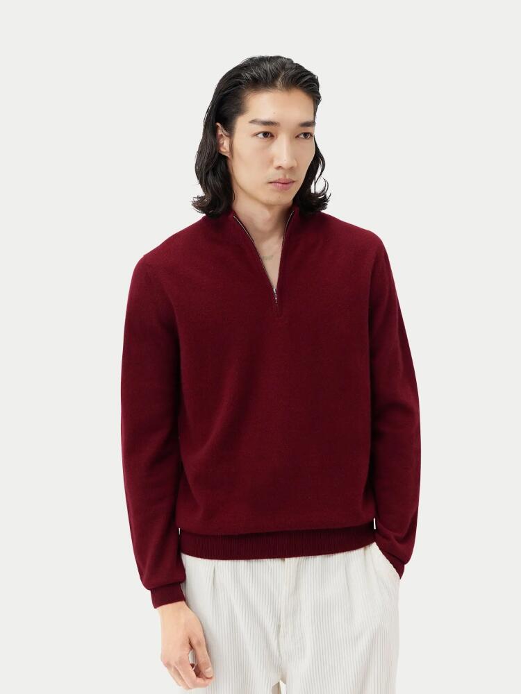 Gobi Cashmere Half Zip Polo in Bordeaux Cover