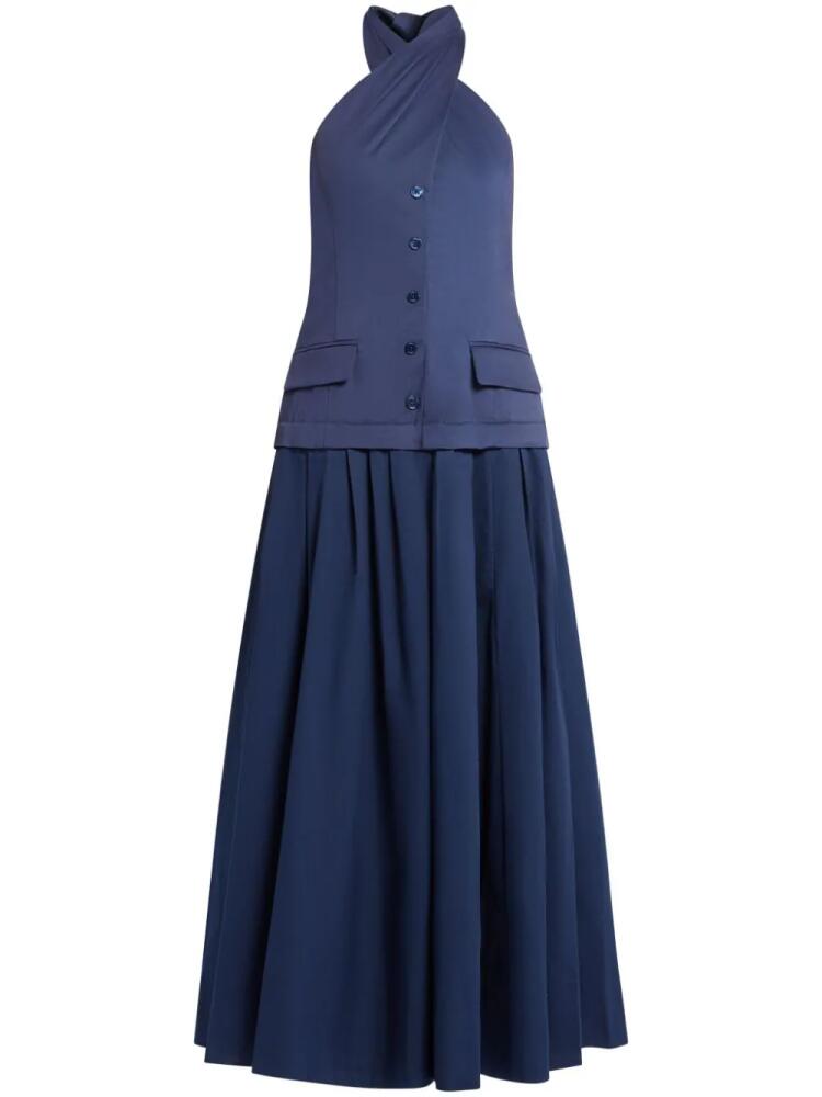 STAUD Harrington halterneck midi dress - Blue Cover