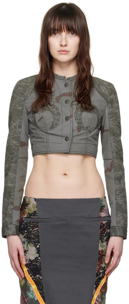 Marine Serre Khaki & Gray Camouflage Jacket Cover