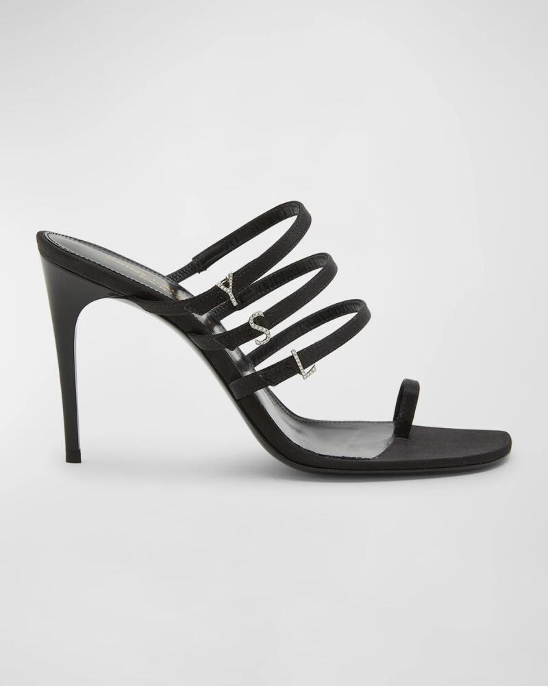 Saint Laurent Jerry Silk YSL Toe-Ring Slide Sandals Cover