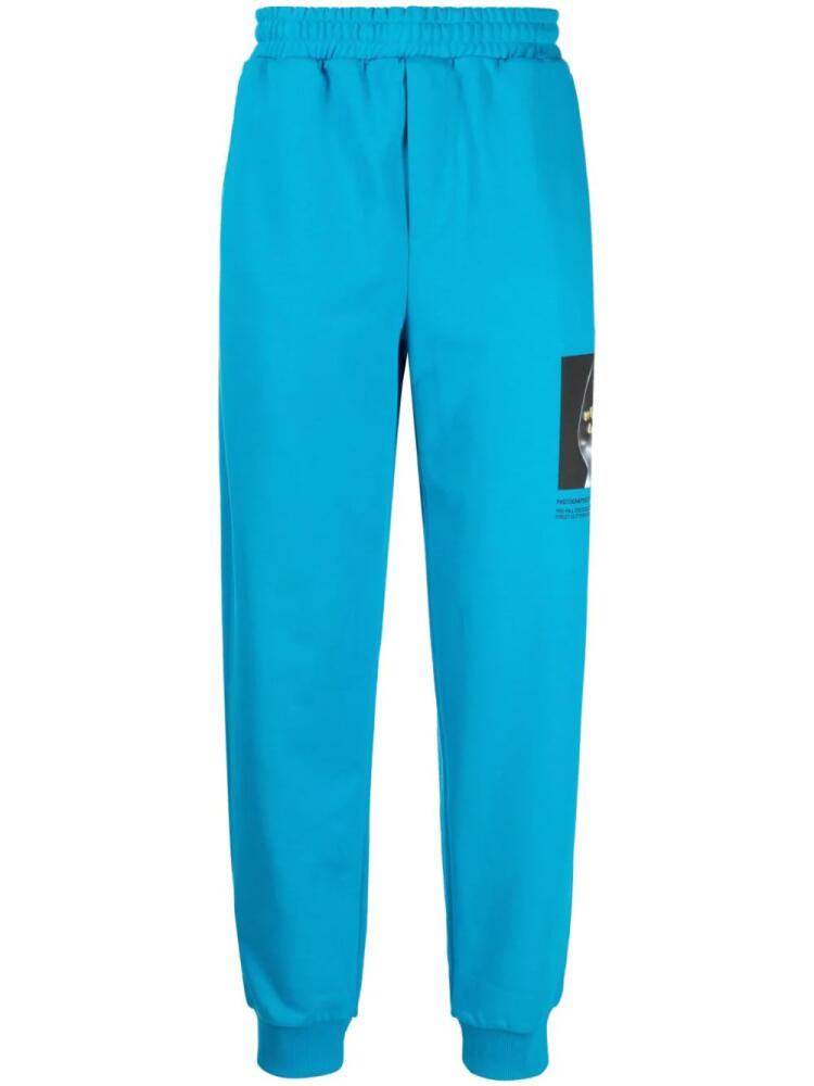 Helmut Lang photographic-print cotton track pants - Blue Cover