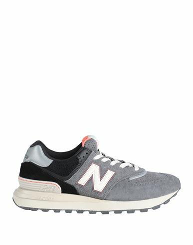 New Balance Man Sneakers Grey Leather, Textile fibers Cover