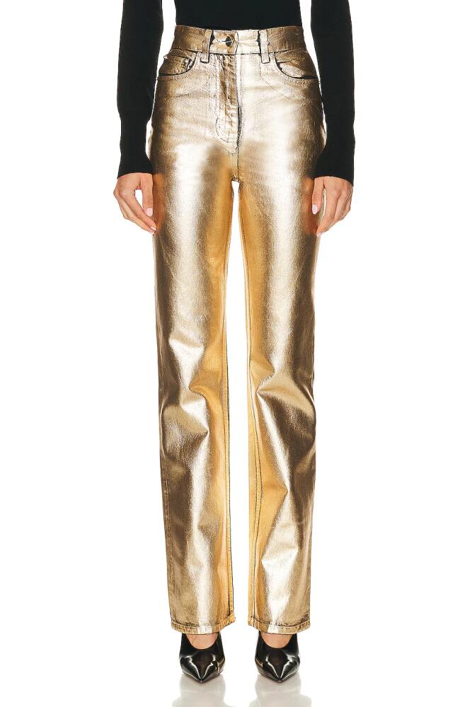 Ferragamo 5 Pocket Denim Pant in Metallic Gold Cover